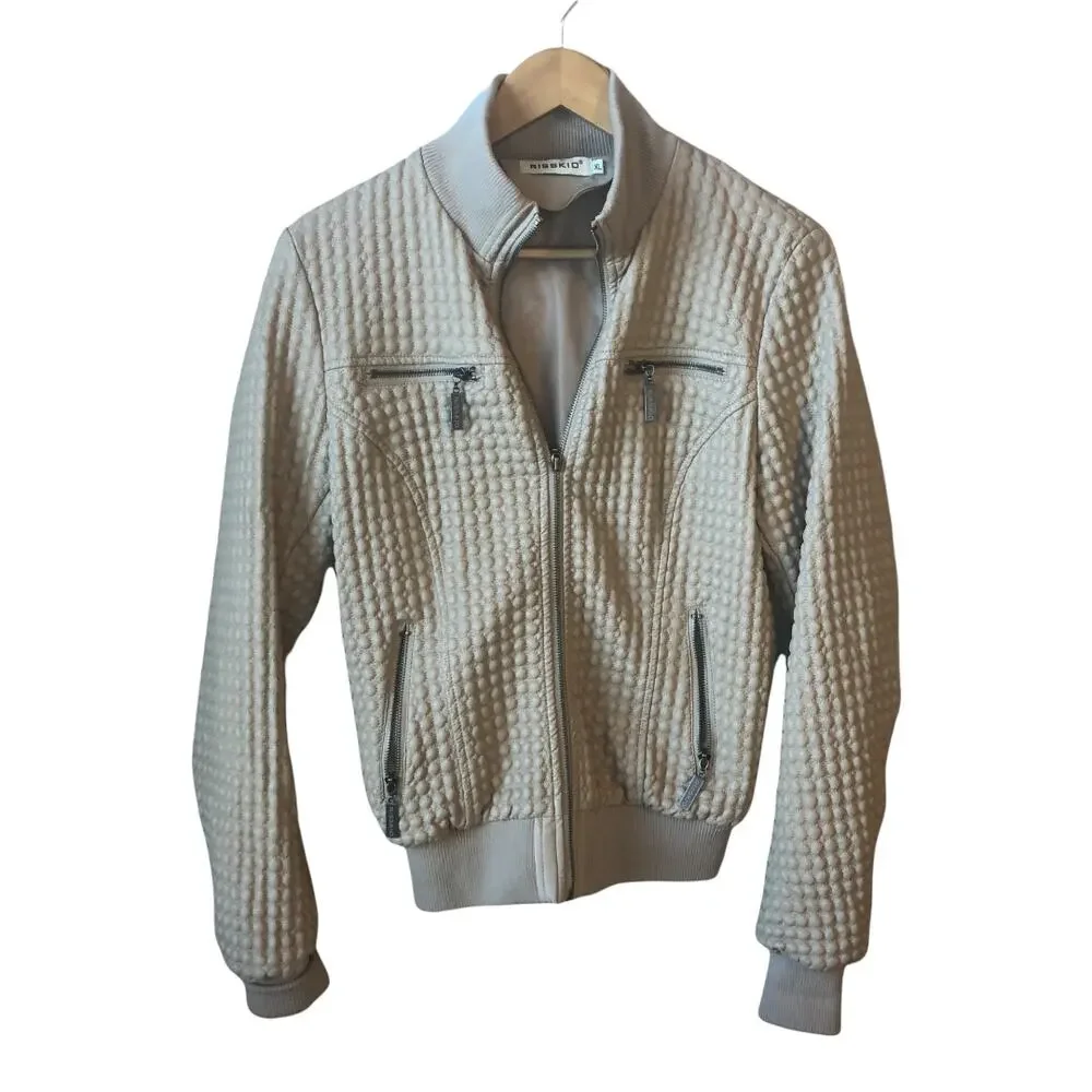Risskio Full Zip High Neck Zip Pockets Jacket Womens Size XL